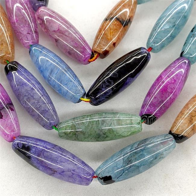 Natural Agate Druzy Rice Beads Mixed Color Dye