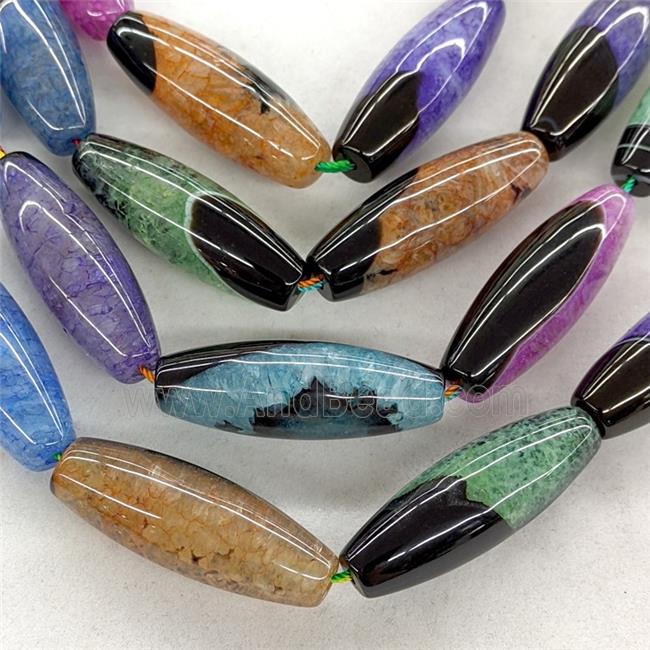 Natural Agate Druzy Rice Beads Mixed Color Dye