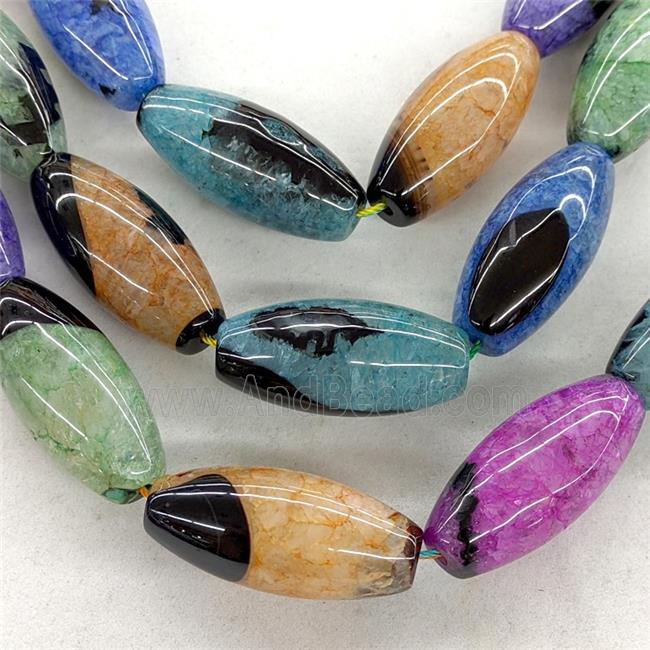 Natural Agate Druzy Rice Beads Mixed Color Dye