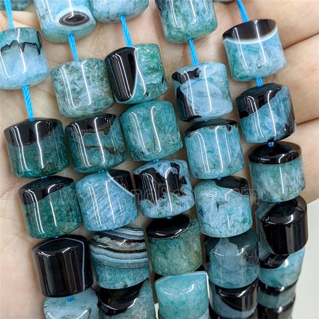 Natural Agate Druzy Column Beads Turqblue Dye