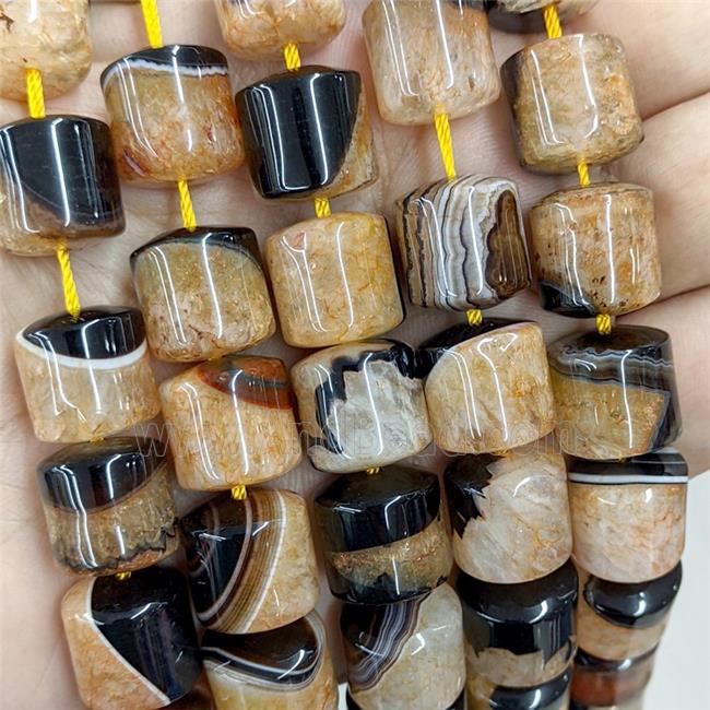 Natural Agate Druzy Column Beads Orange Dye