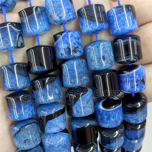 Natural Agate Druzy Column Beads Skyblue Dye