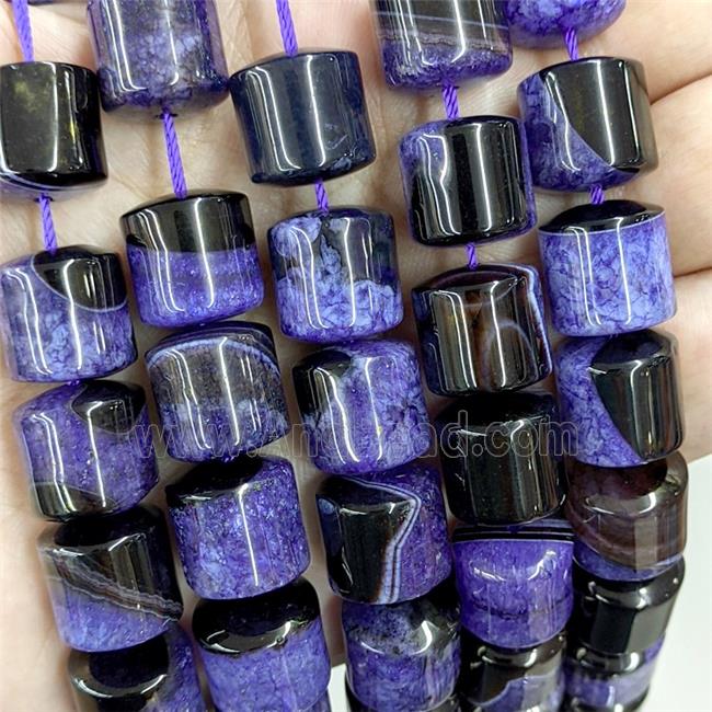 Natural Agate Druzy Column Beads Purple Dye