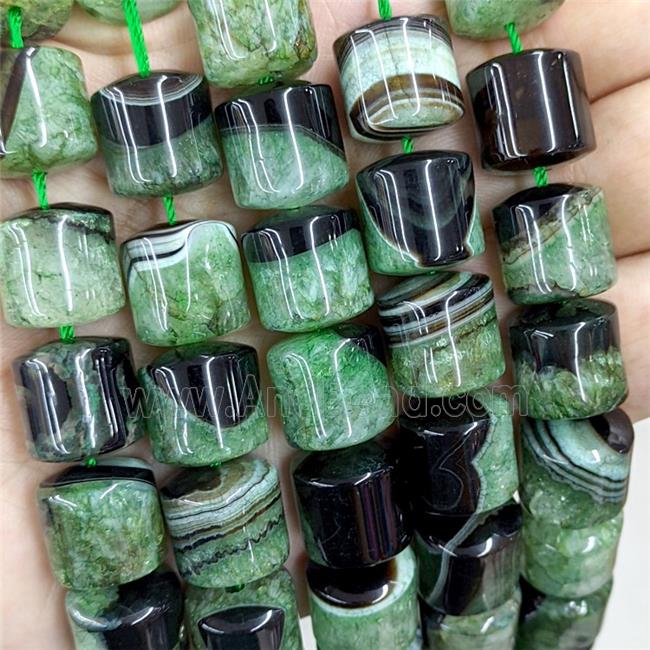 Natural Agate Druzy Column Beads Green Dye