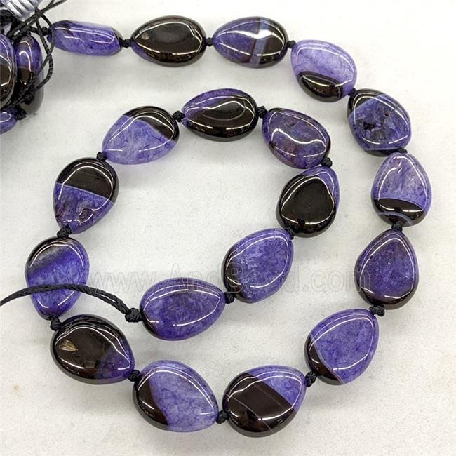 Natural Agate Druzy Teardrop Beads Purple Dye