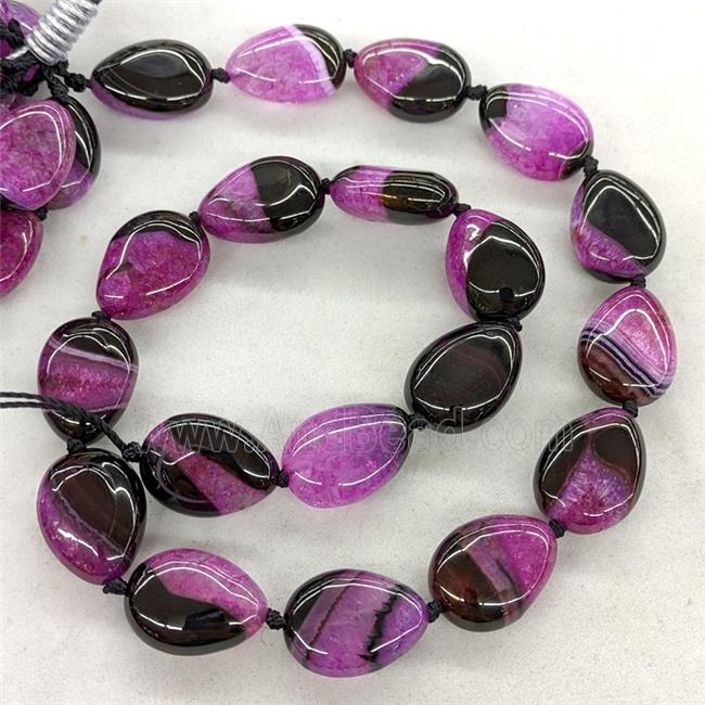 Natural Agate Druzy Teardrop Beads Fuchsia Dye