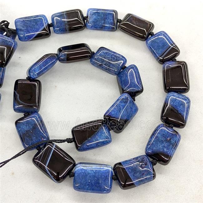 Natural Agate Druzy Rectangle Beads Blue Dye
