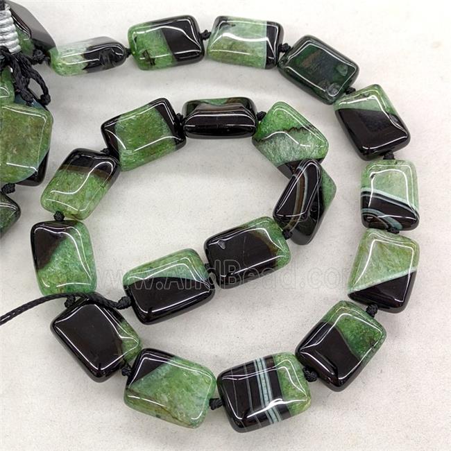 Natural Agate Druzy Rectangle Beads Green Dye