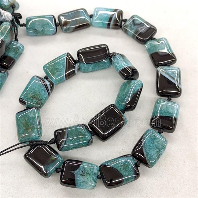 Natural Agate Druzy Rectangle Beads Turqblue Dye