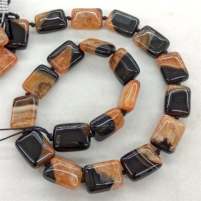 Natural Agate Druzy Rectangle Beads Orange Dye