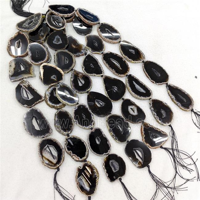 Natural Agate Slice Beads Geode Slab Freeform Black Dye