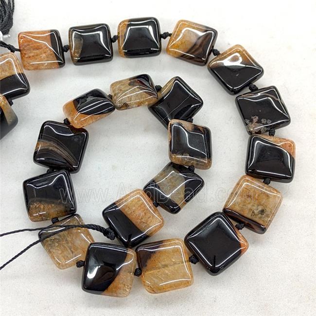 Natural Druzy Agate Square Beads Orange Dye
