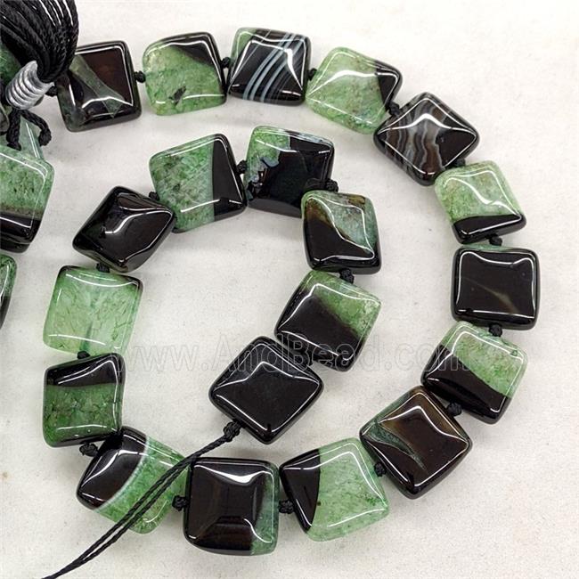 Natural Druzy Agate Square Beads Green Dye