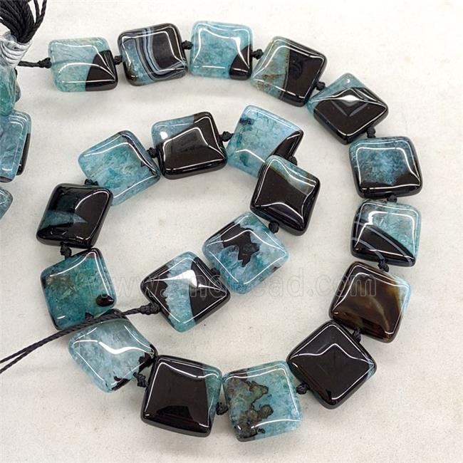 Natural Druzy Agate Square Beads Teal Dye