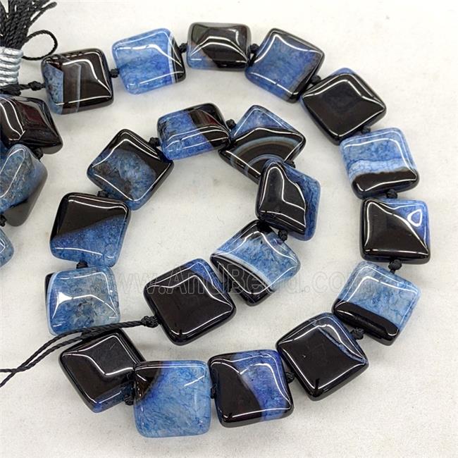 Natural Druzy Agate Square Beads Blue Dye
