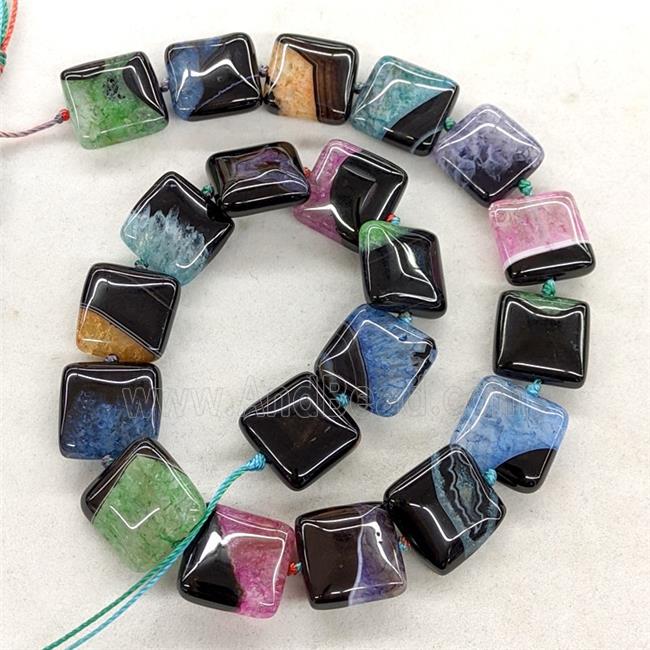 Natural Druzy Agate Square Beads Mix Color Dye