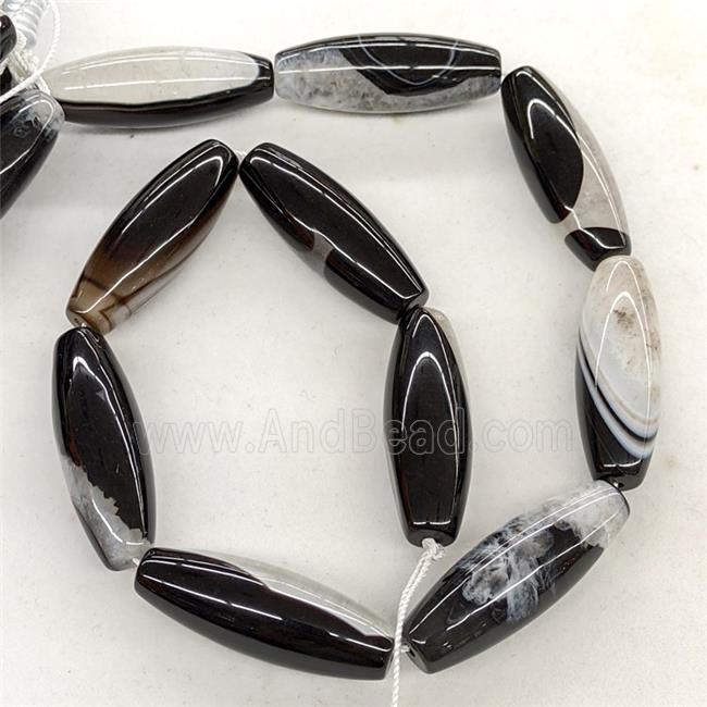 Natural Druzy Agate Rice Beads Black Dye