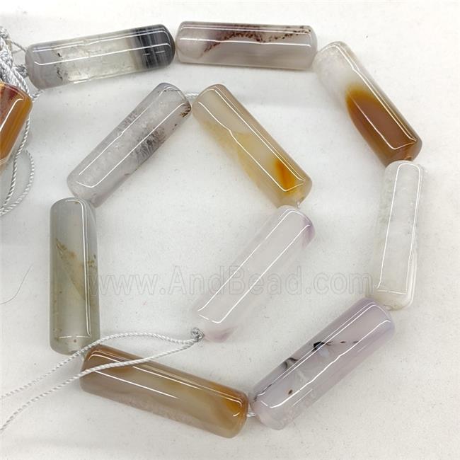 Natural Agate Column Beads Gray