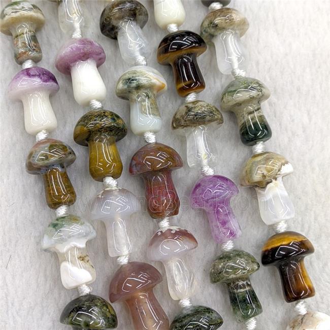 Natural Gemstone Mushroom Beads Mixed