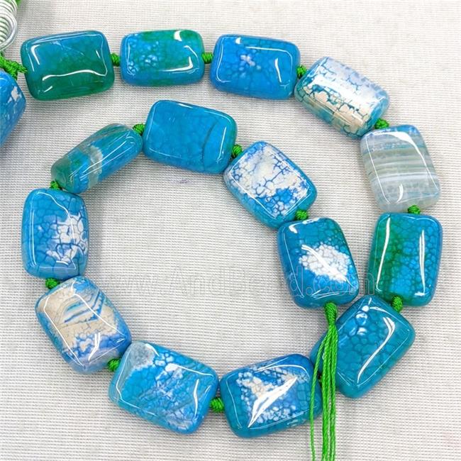 Natural Veins Agate Beads Rectangle Blue Dye