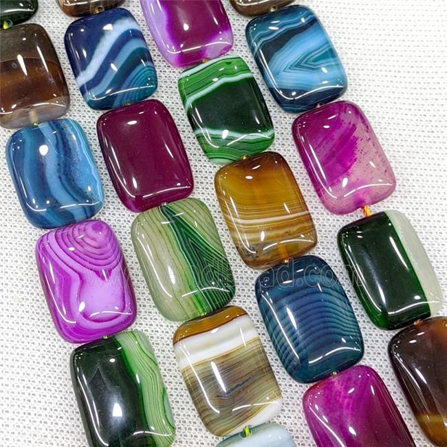 Natural Striped Agate Rectangle Beads Banded Mixed Color Dye