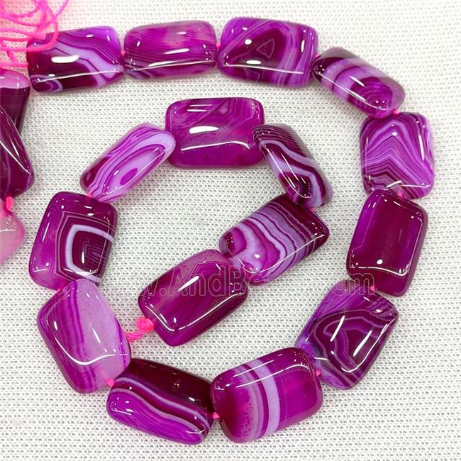 Natural Striped Agate Beads Rectangle Hotpink Dye