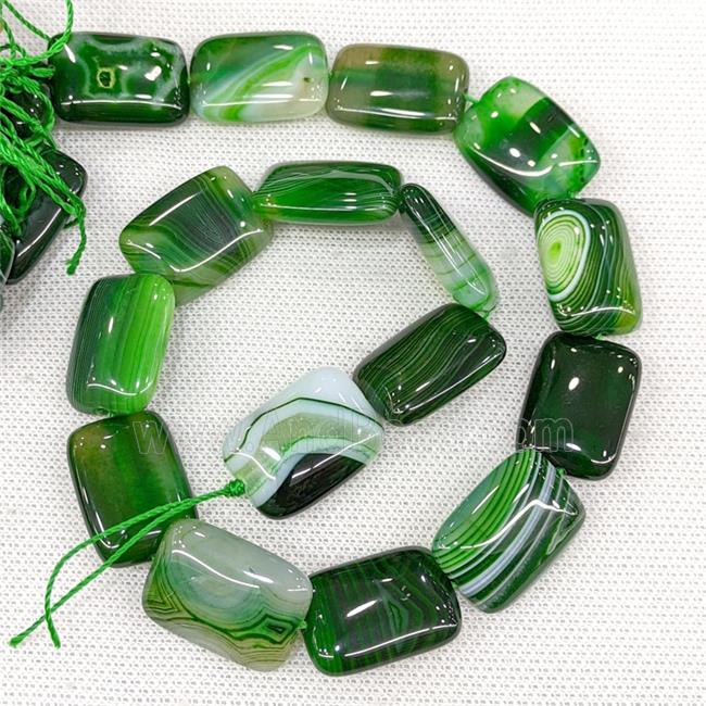 Natural Striped Agate Beads Rectangle Green Dye