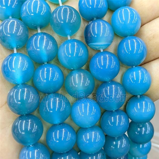 Blue Agate Beads Smooth Round Dye