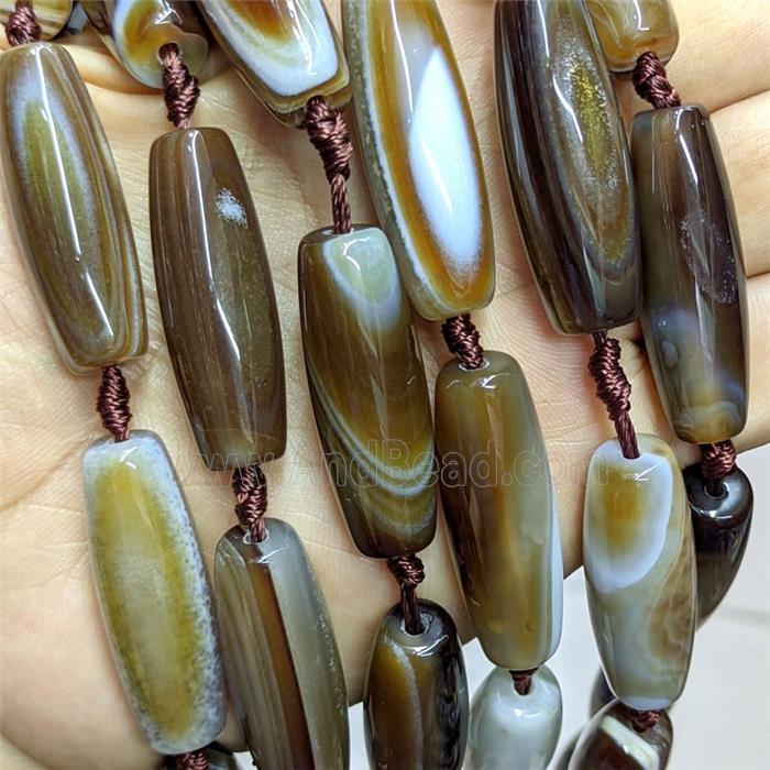 Natural Stripe Agate Rice Beads Banded Coffee Dye