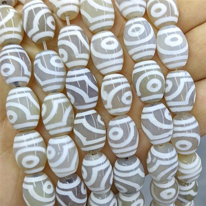 Tibetan Agate Barrel Beads White Eye