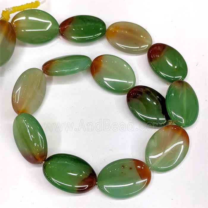 Green Red Agate Oval Beads Dye