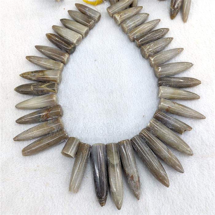 Natural Bamboo Shoot Fossil Bullet Beads Topdrilled Graduated