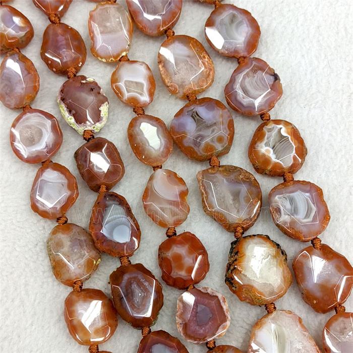 Natural Red Carnelian Agate Nugget Slice Beads Freeform Faceted