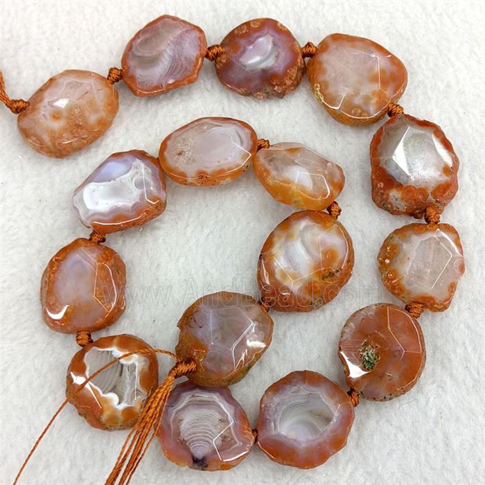 Natural Red Carnelian Agate Nugget Slice Beads Freeform Faceted