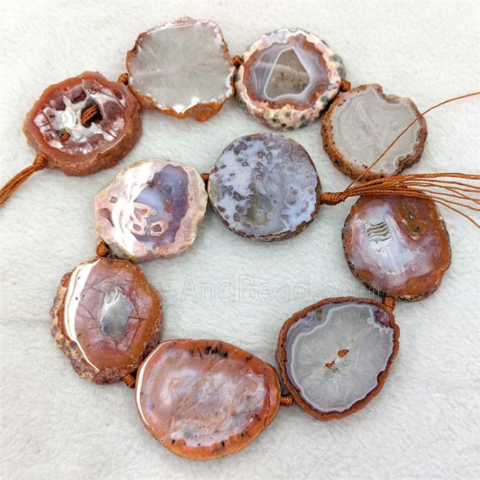 Natural Carnelian Agate Slice Beads Red Freeform