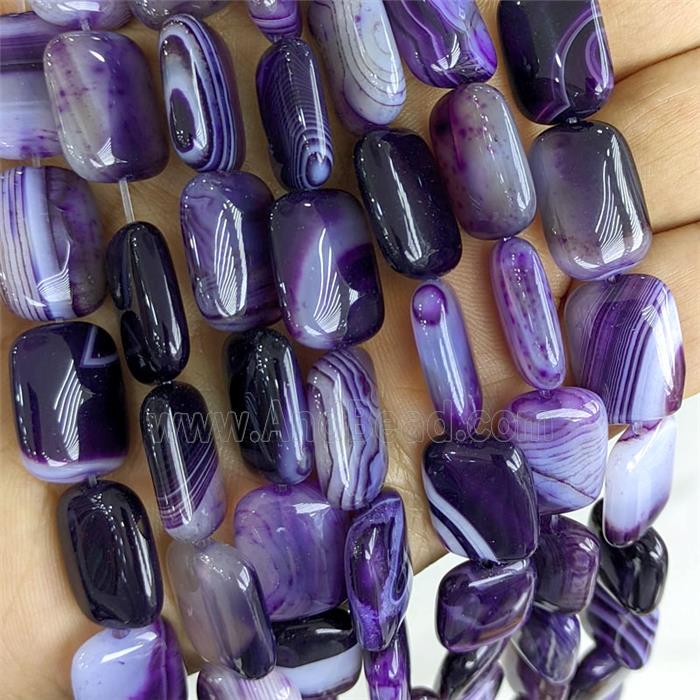 Puprle Stripe Agate Rectangle Beads Dye