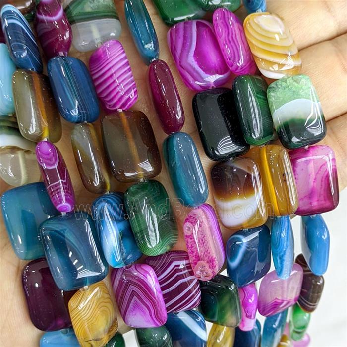 Stripe Agate Rectangle Beads Banded Mixed Color Dye