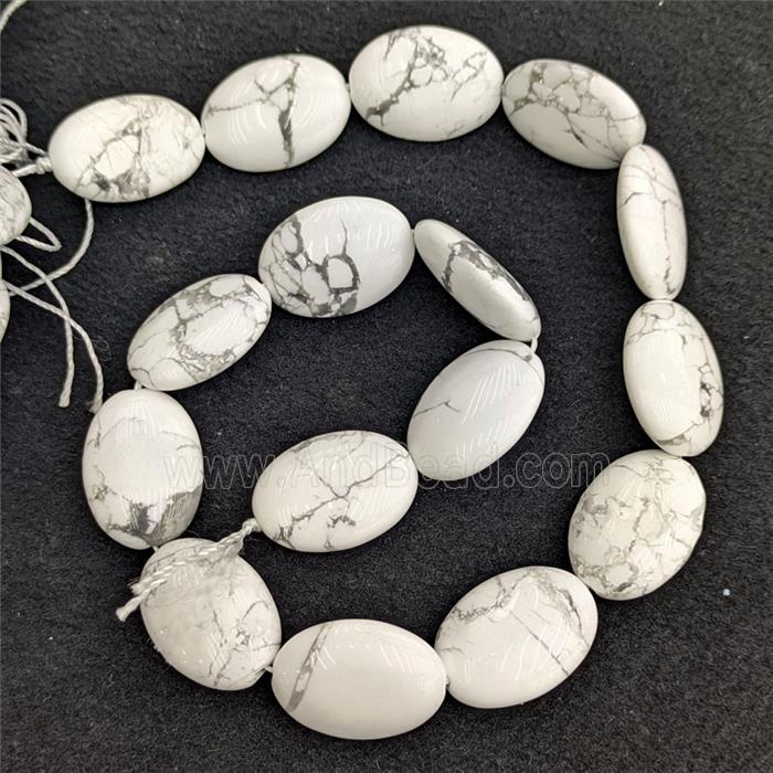 White Howlite Turquoise Oval Beads