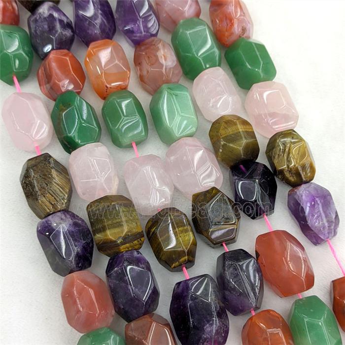 Natural Gemstone Column Beads Faceted Mixed