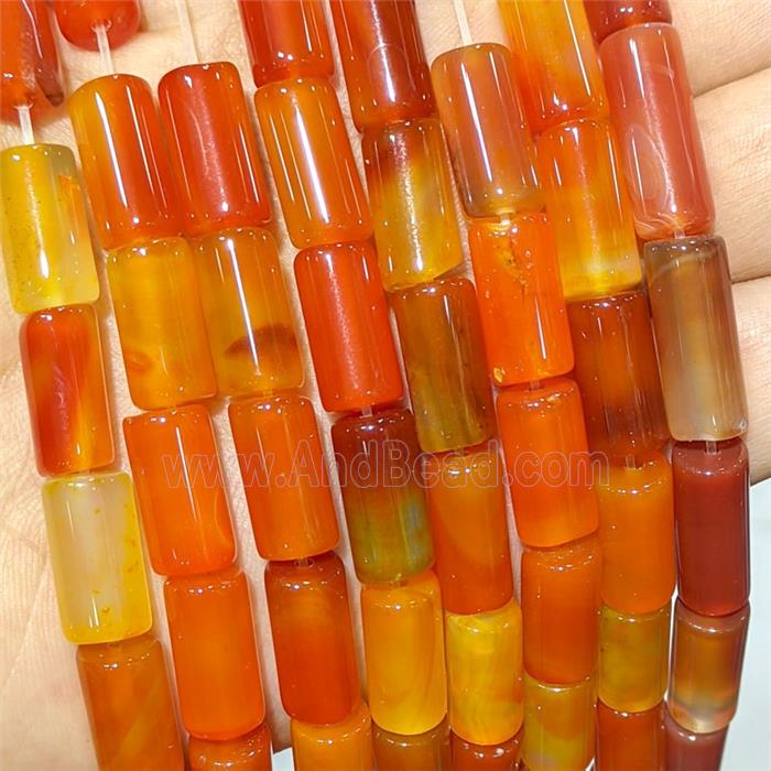 Red Agate Tube Beads Dye