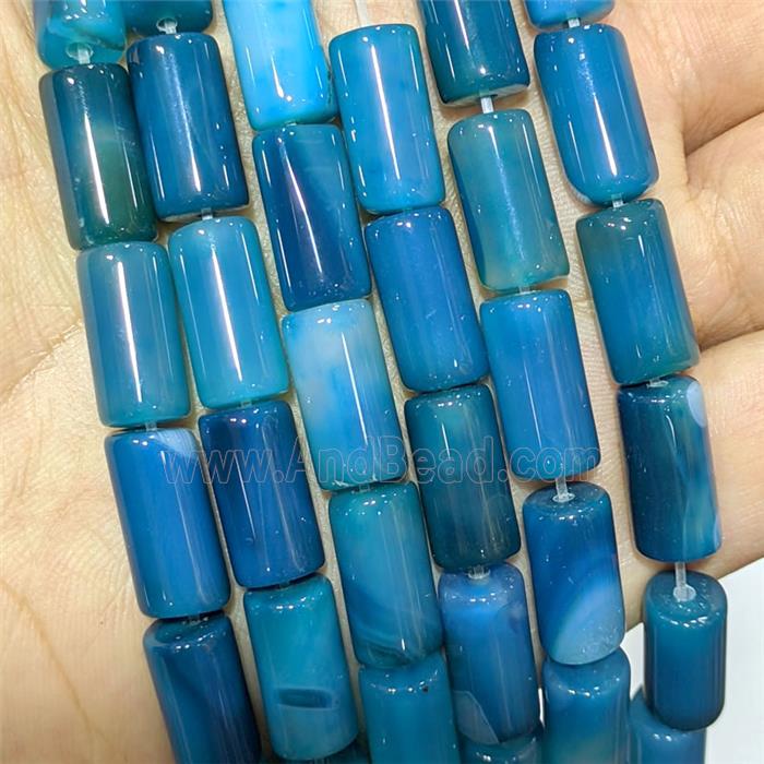 Blue Agate Tube Beads Dye