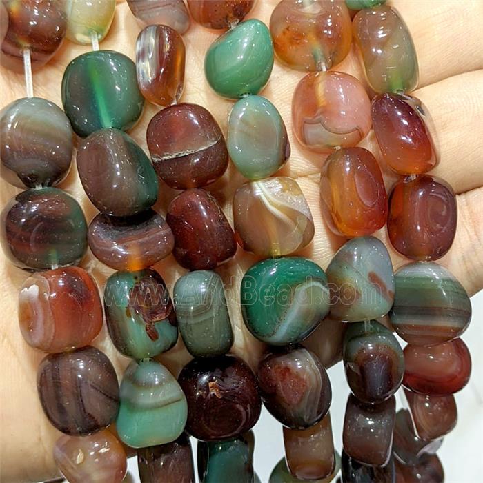 Green Red Stripe Agate Chip Beads Freeform Dye