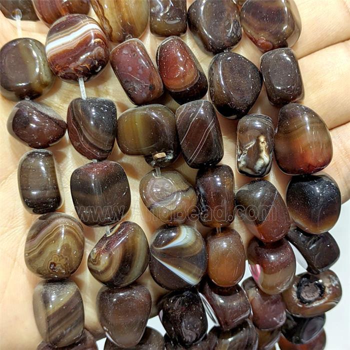 Chocolate Stripe Agate Chip Beads Freeform Dye
