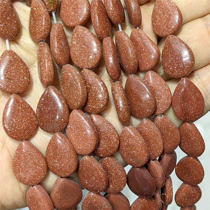 Golden Sandstone Teardrop Beads Flat