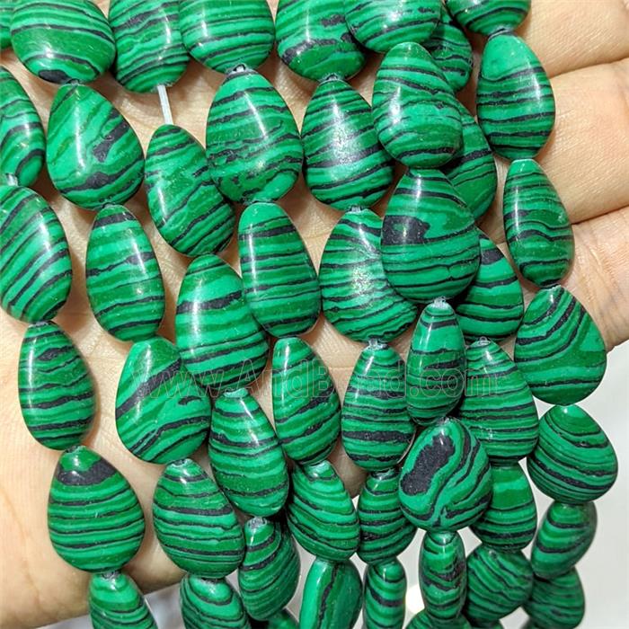 Synthetic Malachite Teardrop Beads Flat Green
