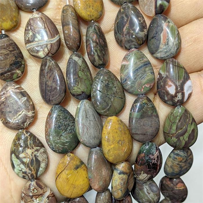 Ocean Jasper Teardrop Beads Flat