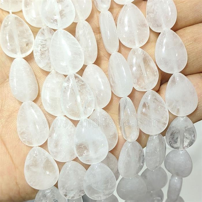 Clear Quartz Teardrop Beads Flat