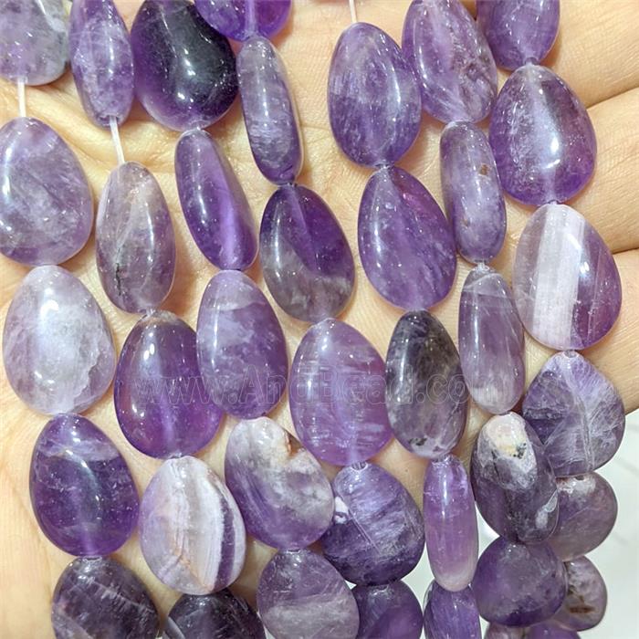Natural Purple Amethyst Teardrop Beads Flat