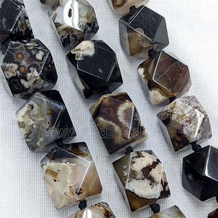 Natural Black Sakura Agate Beads Freeform Dye