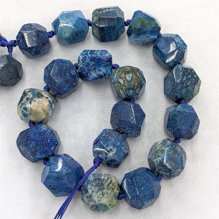 Blue Coral Fossil Beads Freeform Dye